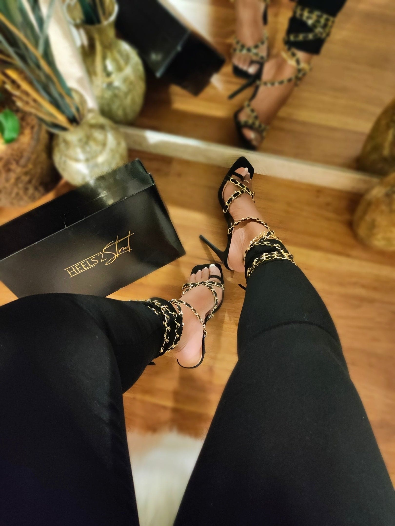 Chrisette Lace Up Chain Heels
