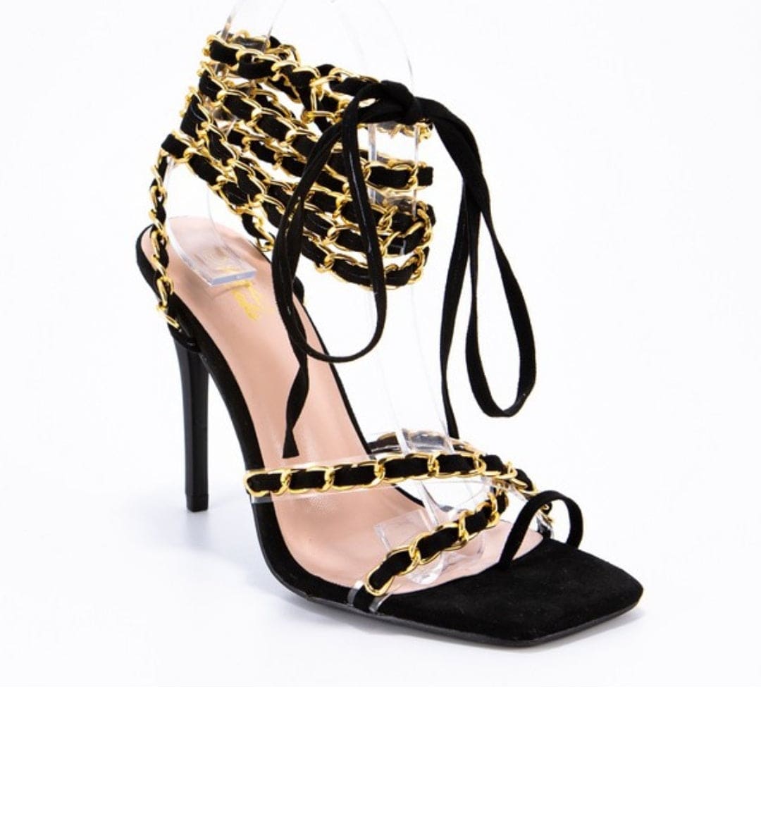 Chrisette Lace Up Chain Heels